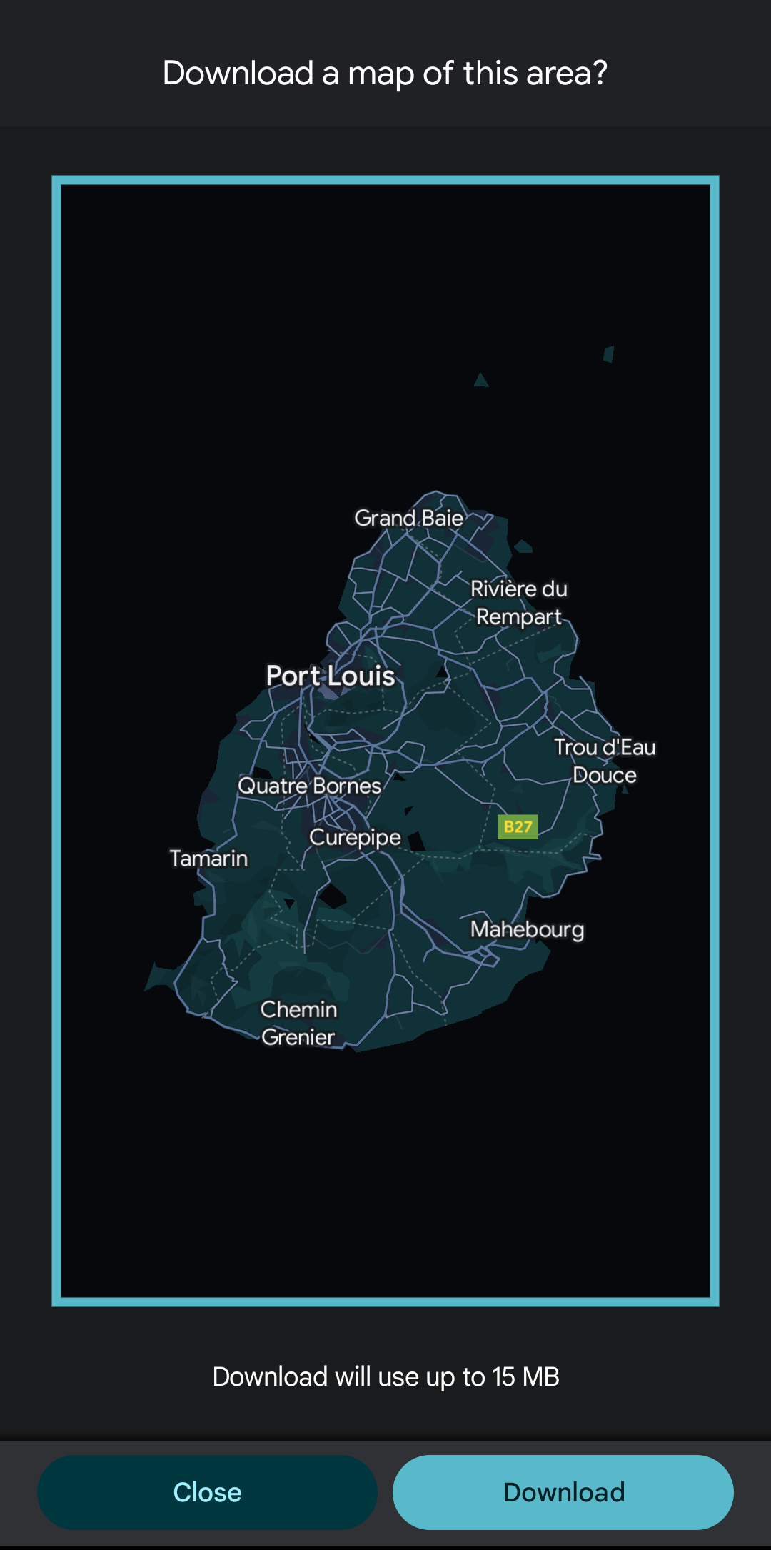 gmaps select map area